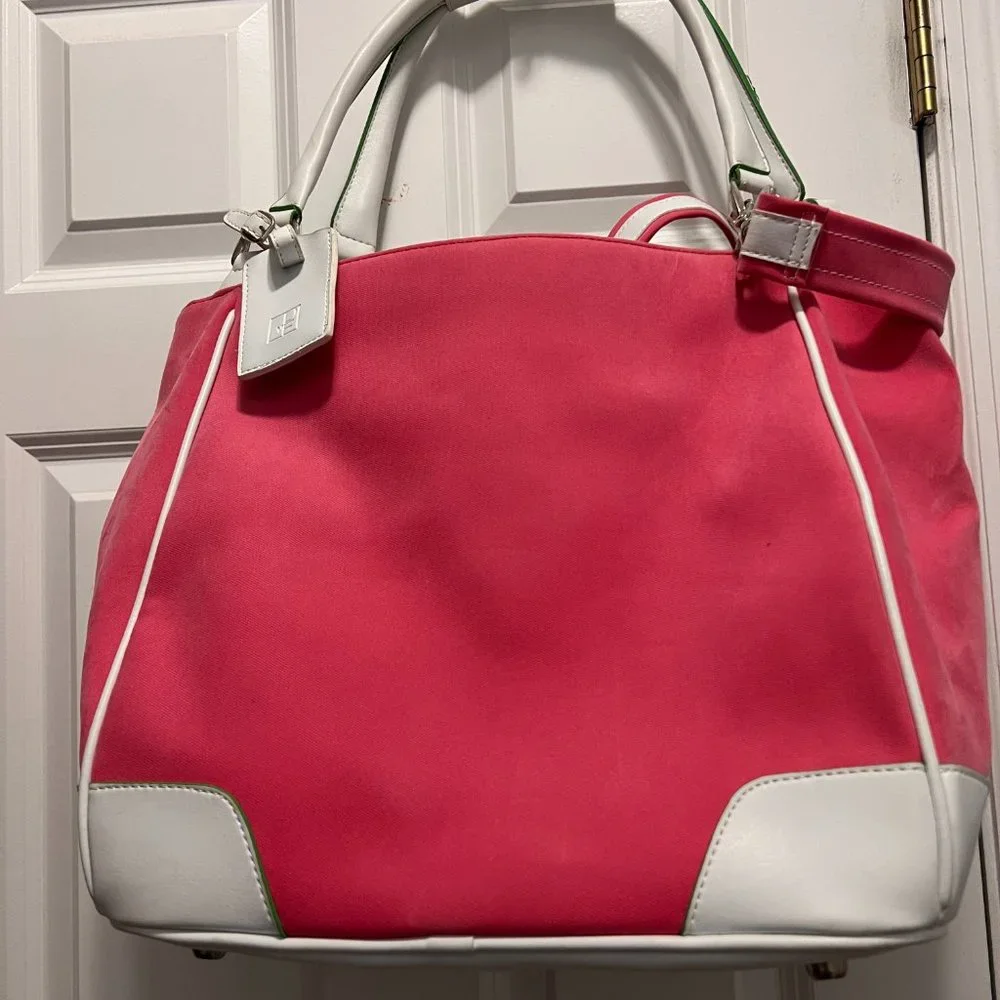 Diane Von Furstenberg pink weekend tote with accessories bags, brush, tag